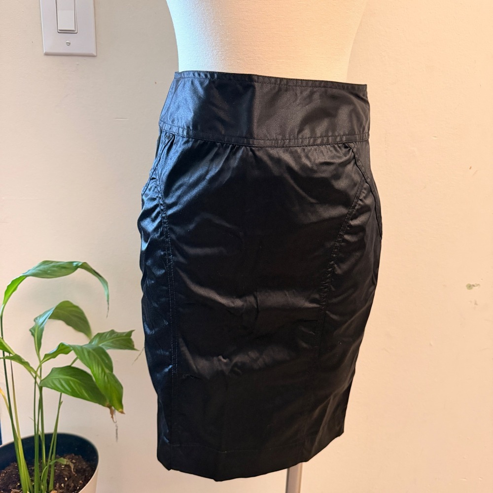 XXI Pencil Skirt Womens Small Black Sateen High Waisted Bodycon Office Wear